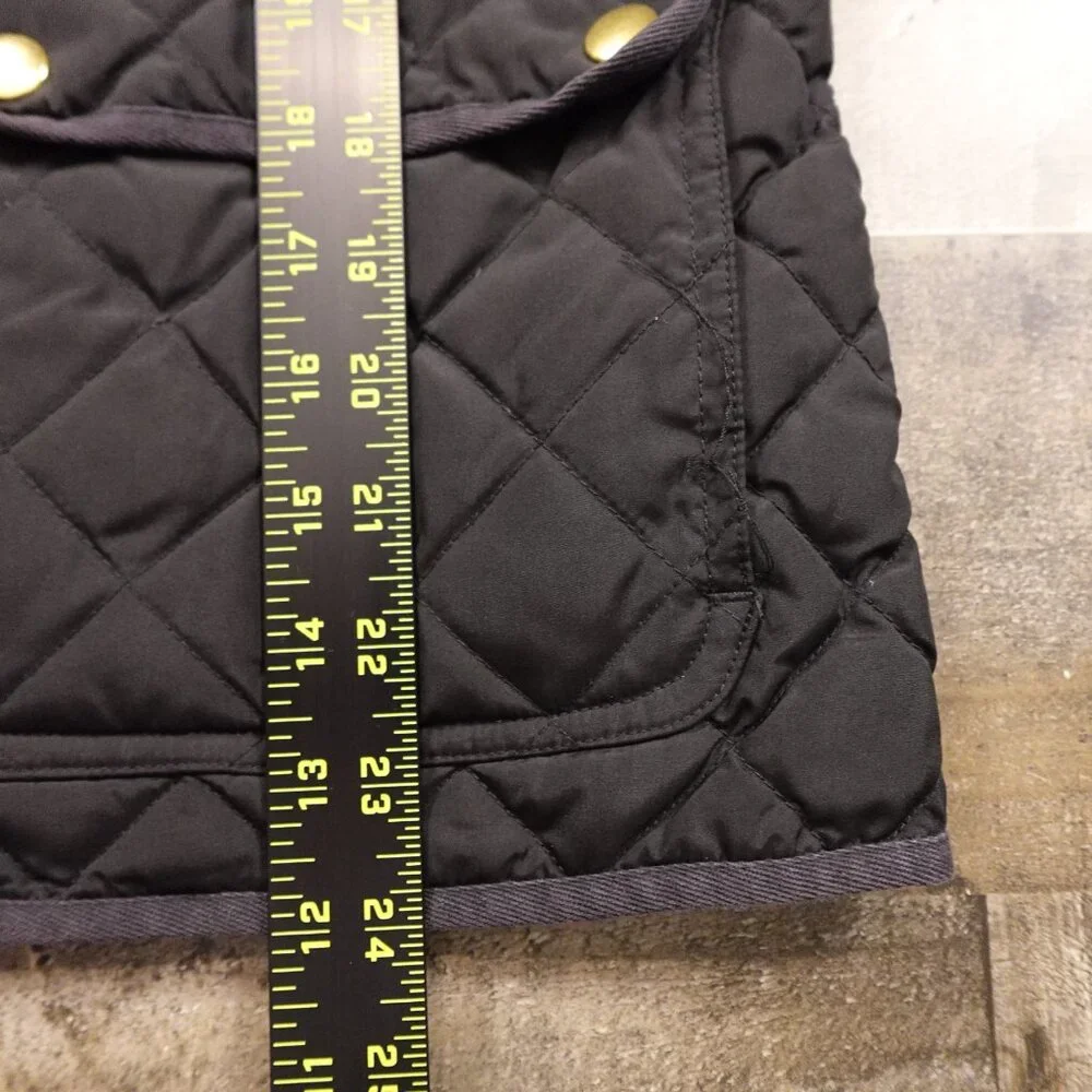 J.Crew‎ Quilted Down Jacket Women’s Small Black Gold Snap
